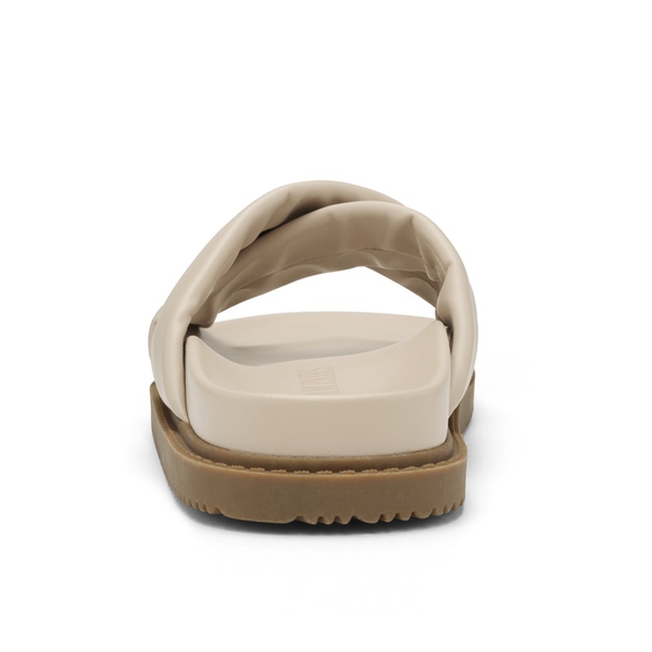 Open Toe Crisscross Slide Flat Sandals - BEIGE WHITE - 3